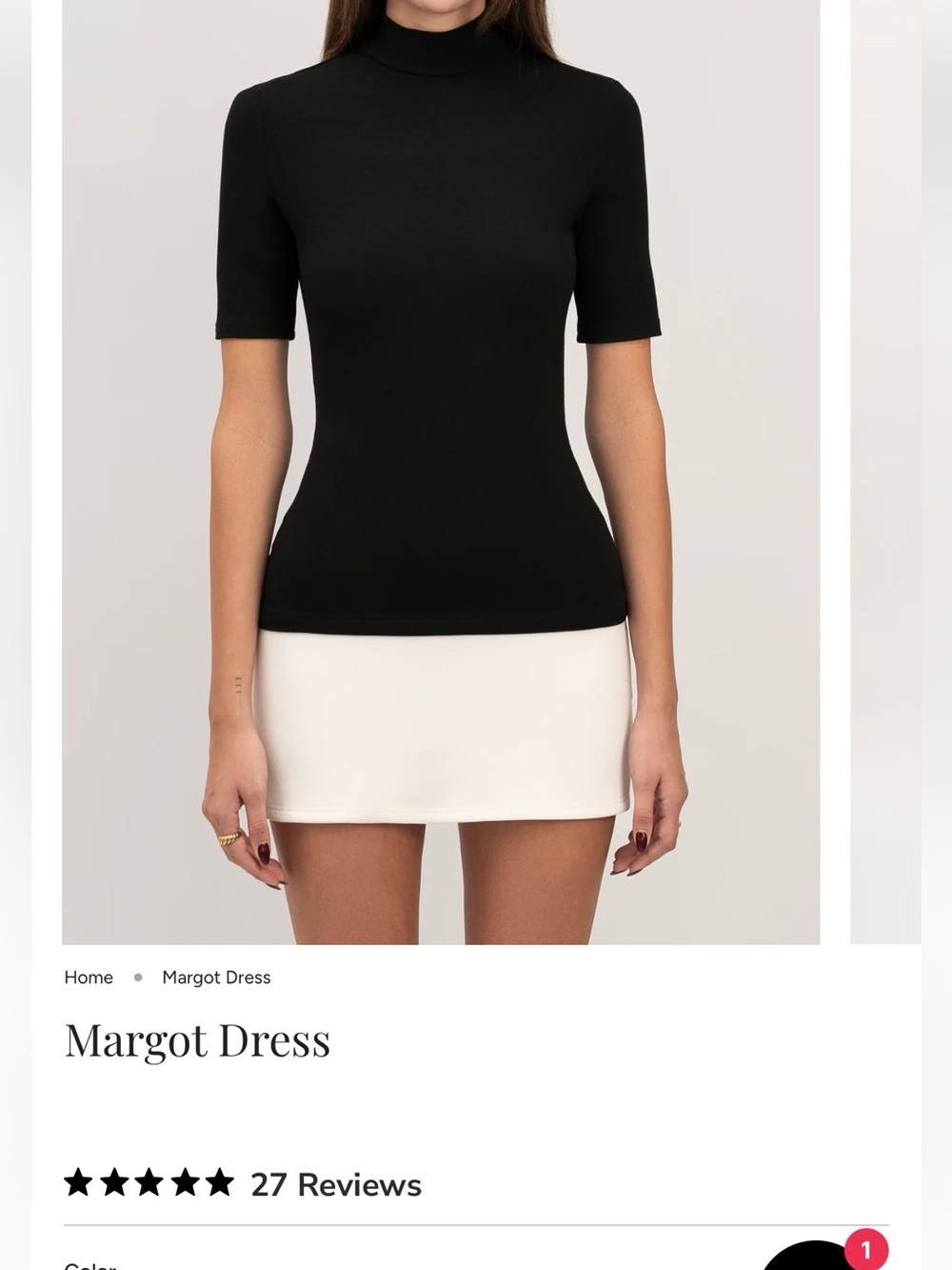 Margot Two-Tone Mini Dress - Black and White - Picture 2 of 6